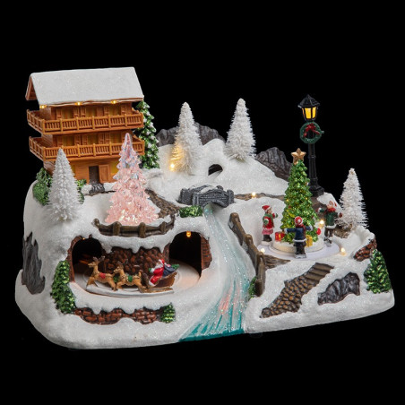 Déco Noël thème chale la montagne lumineux animé - Le Dépôt Bailleul