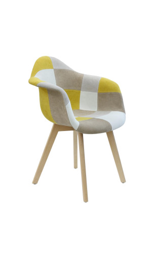 chaise fauteuil patchwork jaune – Nordik Home