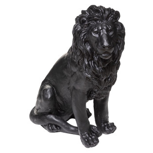 Statue de lion MGO noir H80...
