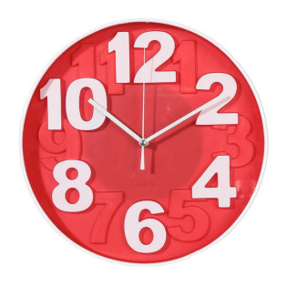 Horloge chiffres relief rouge